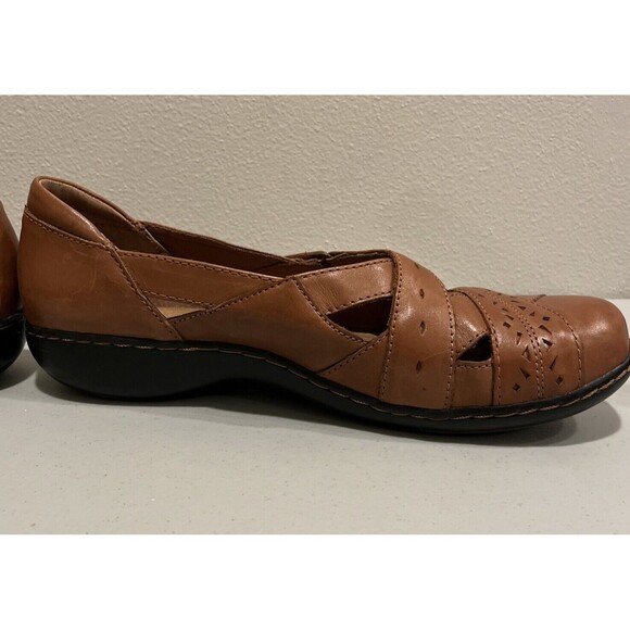 Clarks Bendables Women's Loafers Shoes Size 10 Leather Brown EUC - Picture 8 of 16